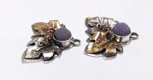 Judy Larson's Sugared Grapes Pendant - , Metalwork, Butane Torch, Soldering, Solder, grape chalcedony earrings